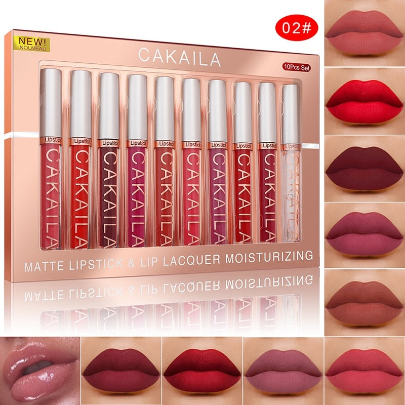 Batom Líquido Matte Cakaila - Longa Duração - Kit 10 unidades - Lip Gloss