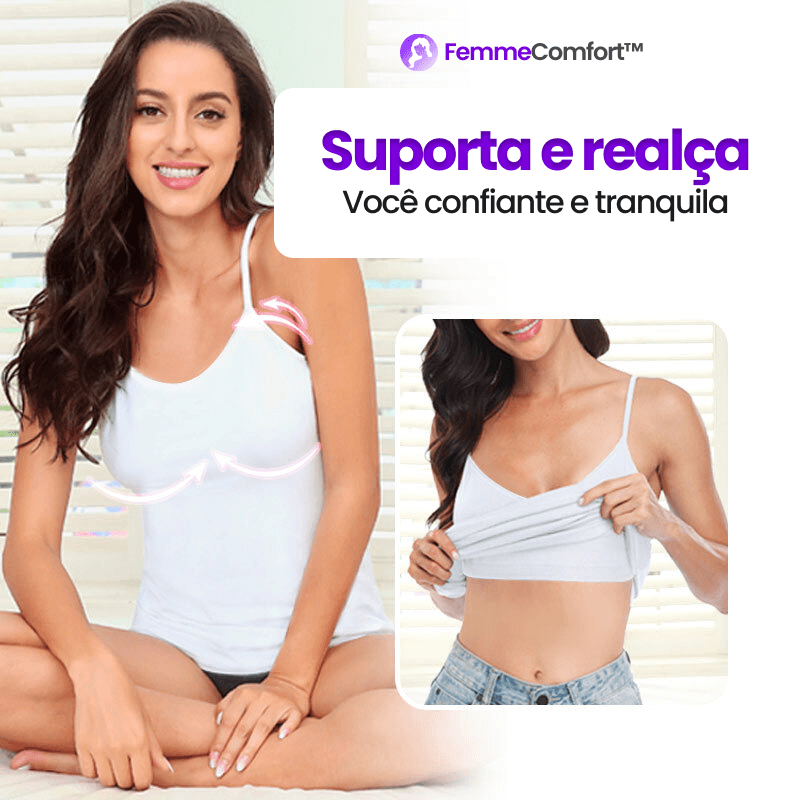 Camiseta Femme Comfort™ - Sutiã Embutido e Tecido Respirável - (PAGUE 2 e LEVE 5)